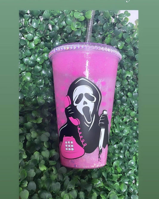 Snowglobe tumbler scream pink