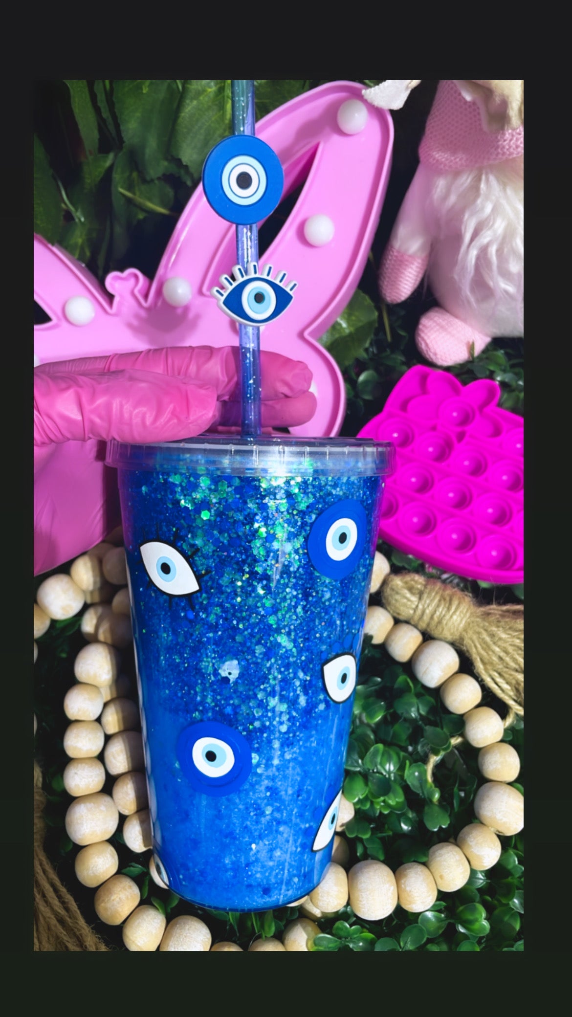 Snowglobe Blue evil eyes